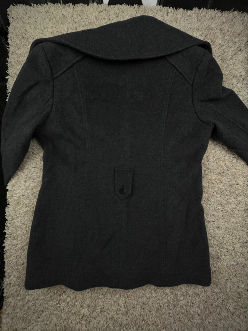 Cole Haan Alpaca Cashmere Wool Coat Size 12 Gray Buttons Winter Formal Jacket - Picture 9 of 9